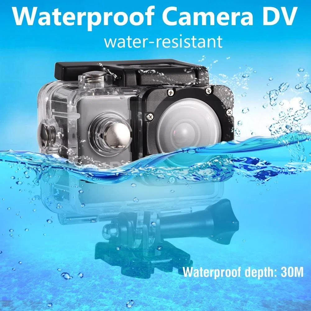 Mini DV Cámara de Deportes,Cámara de acción 4K Impermeable 30m Cámara de Video de Deportes al Aire Libre DV 1080P Full HD LCD Mini videocámara Kits de Accesorios de Montaje(Rosado)