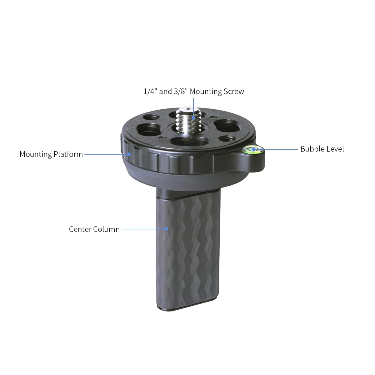 Sirui ST-Z Columna central corta, fibra de carbono, accesorio para trípode de cámara, ST-124, ST-125, ligero, 1 sección de pata, altura máxima de 70 mm