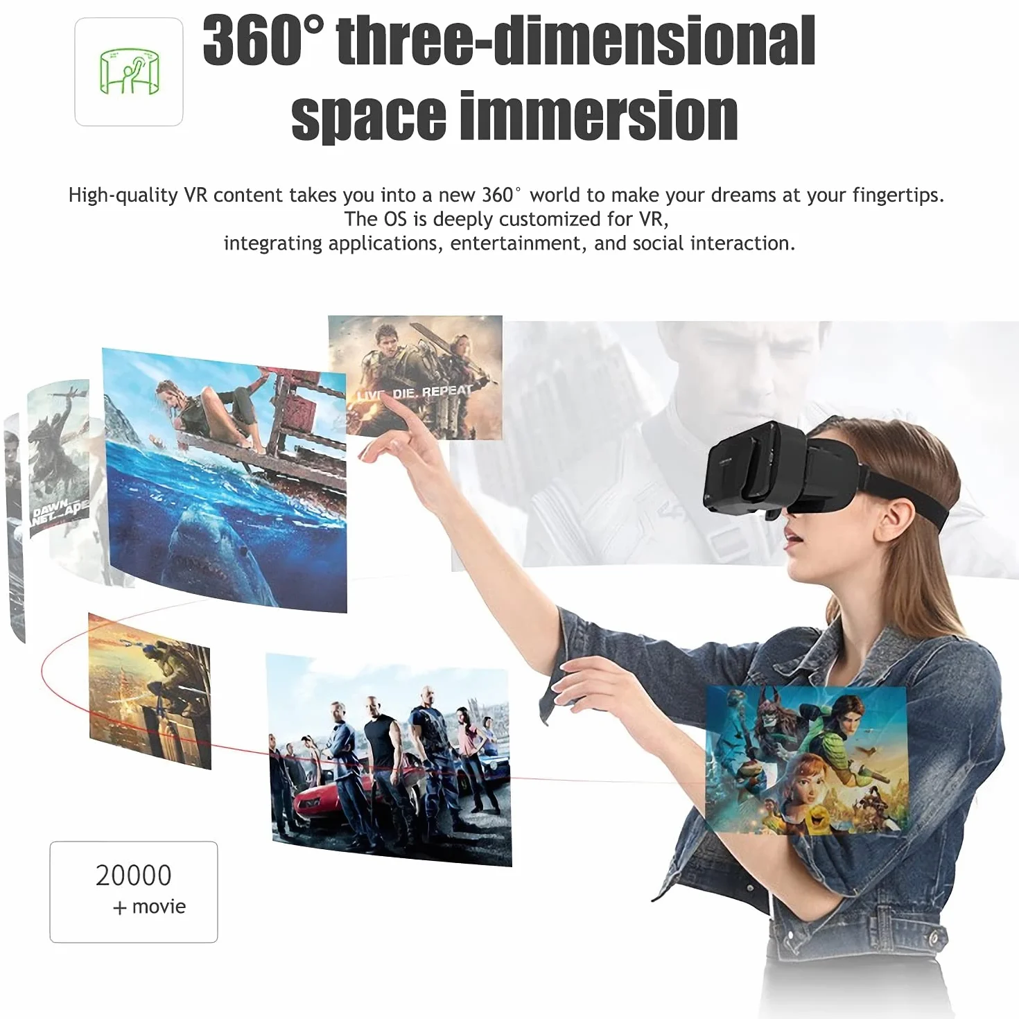 3D VR Gafas de Realidad Virtual, Disfruta de los Mejores Juegos y Videos (con Controlador Bluetooth), Compatible 5 Inch - 7 Inch Pulgadas Smartphone Amplia compatibilidad por Android/Phone