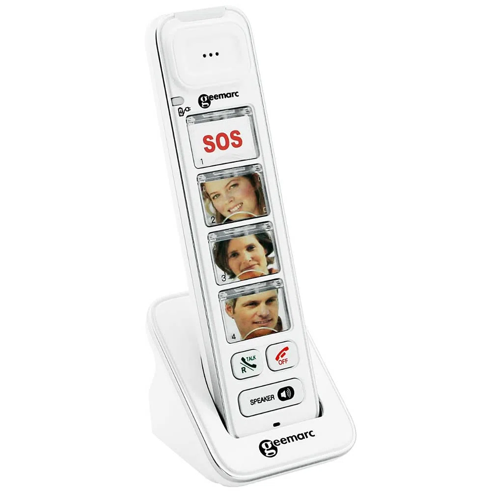 GEEMARC Amplidect Combi Photo 295 – Teléfono con cable amplificado con contestador para Senior + Combinado Inalámbrico Amplidect COMBI-PHOTO 295 – Fotofono para personas con discapacidad auditiva y