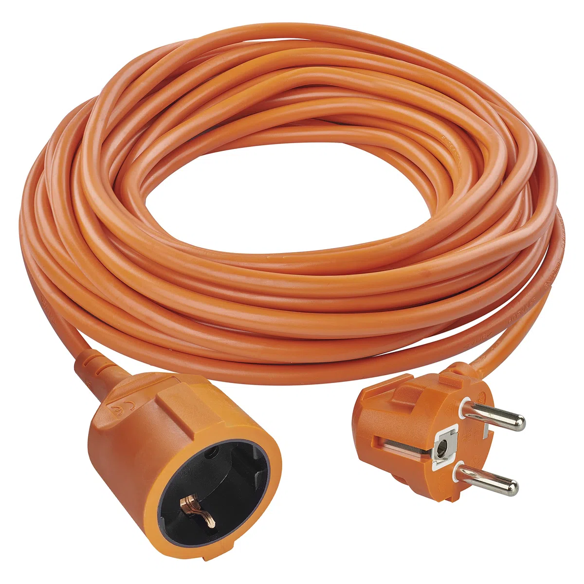 EMOS - Cable alargador IP20 de 15 m - 1 Enchufe Schuko - 230 V, 16 A, 3680 W - Aislamiento de PVC H05VV-F3G 1,5 mm2 - Protección táctil Mejorada - para Uso en Interiores - Naranja