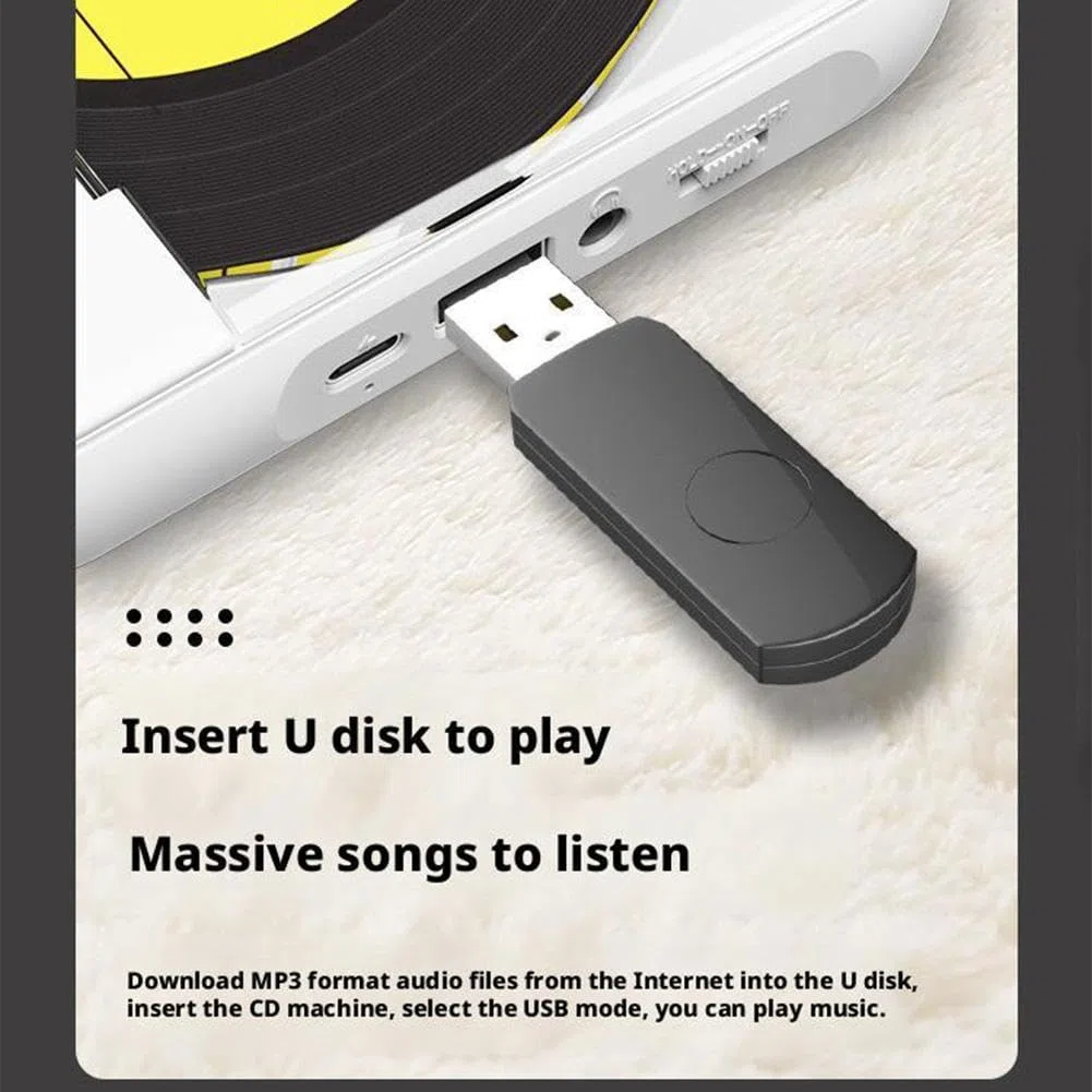 Reproductor de CD portátil con sonido Bluetooth Hi-Fi, batería recargable, compatible con CD/CD-Rw/Mp3, sin necesidad de enchufar (auriculares + orejeras) (verde)