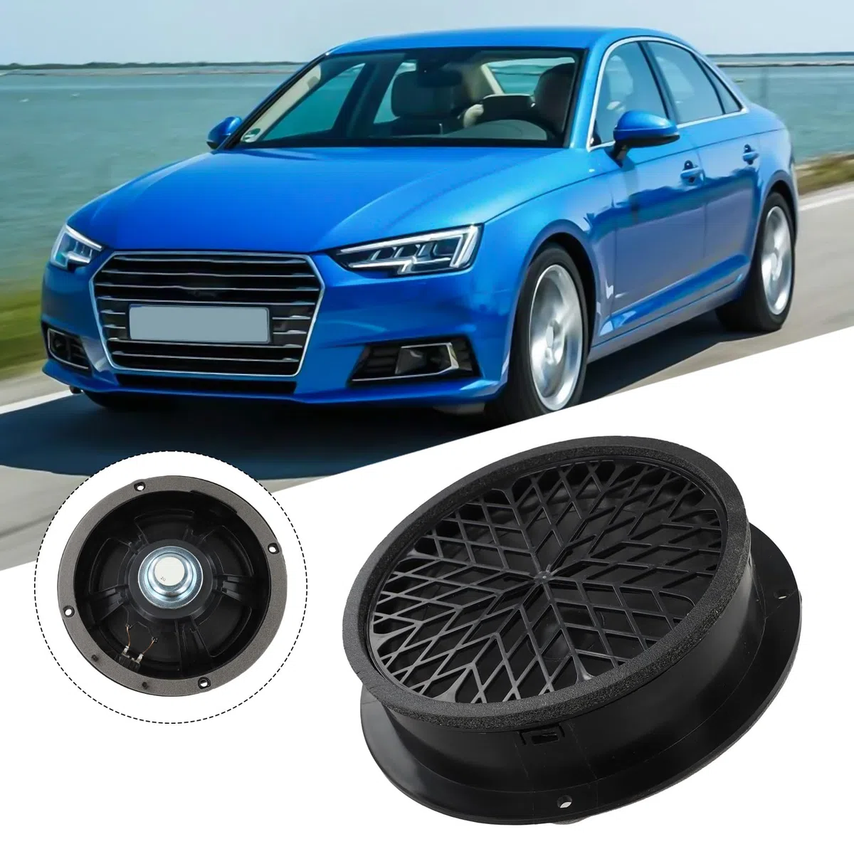 Altavoces de Graves y Rango Medio para Puerta Delantera Audi A4 (2008-2016) y Audi A5 (2008-2017). Pieza Original 8T0035415A. Fabricados en ABS Negro