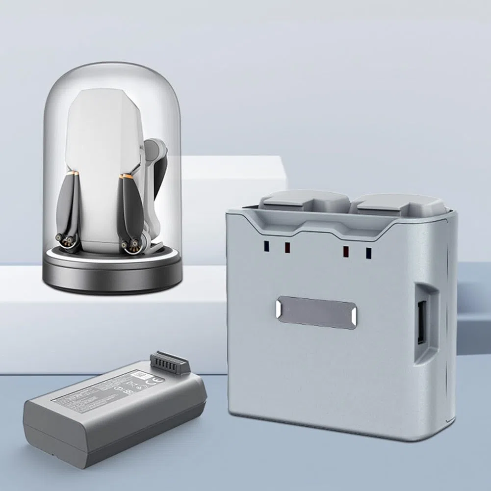 Base de carga para DJI Mini 2/4K, hub de carga bidireccional 3 en 1, estación de energía USB-C portátil con material de PC, gris