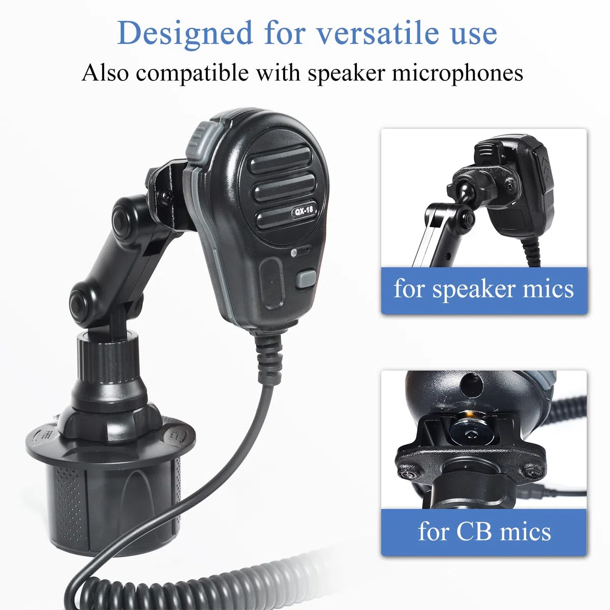 Soporte para Walkie-Talkie para Porta-Vasos de Coche, Porte-Radio/Micrófono Altavoz con Brazo de Soporte de Ángulo Ajustable, Compatible con Motorola Kenwood Wouxon BaoFeng Quansheng Midland