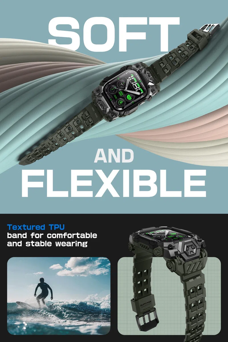 SUPCASE Funda para Apple Watch 11/10 de 46 mm con correa (mineral de escarabajo unicornio), antiarañazos, protección de grado militar, funda resistente deportiva para hombre con correa ajustable