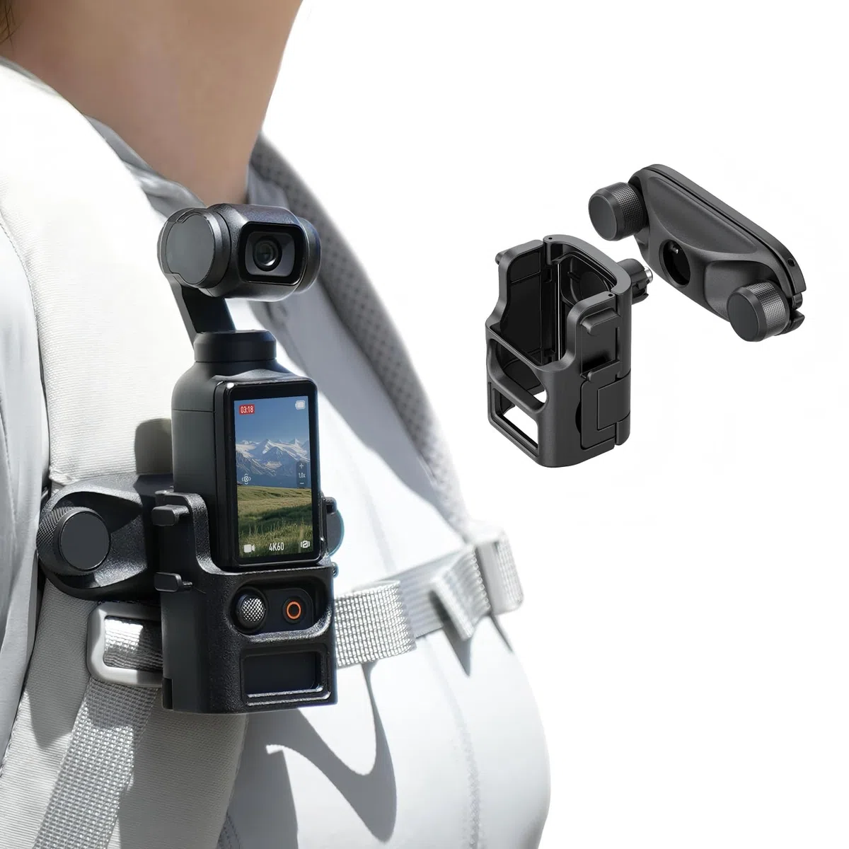 Soporte de clip para mochila de liberación rápida para DJI Osmo Pocket 3/4/Xtra Muse, soporte de liberación rápida con una sola mano para exteriores POV DJI Osmo Pocket 3/4/Xtra Muse, accesorio de
