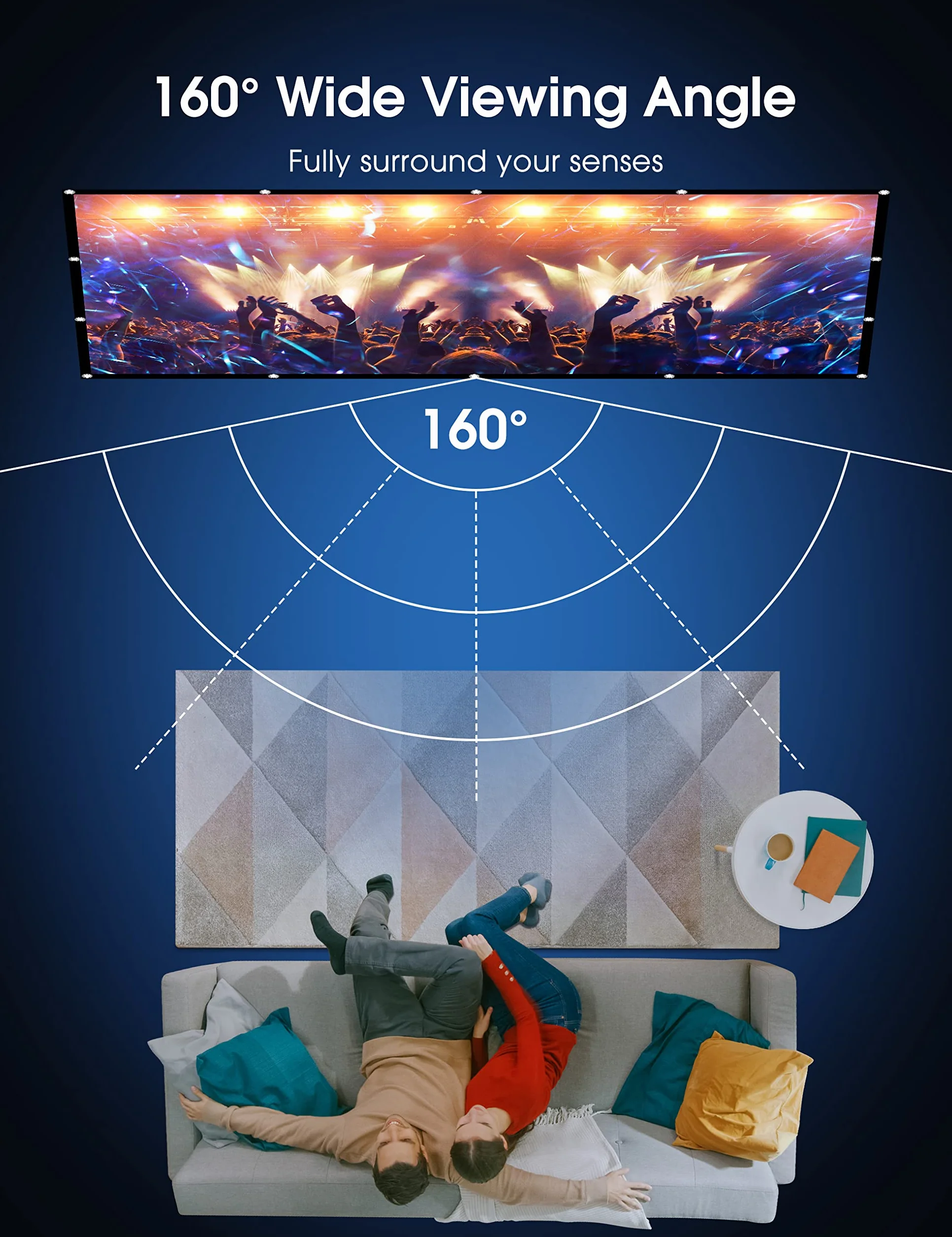 Osoeri Pantalla Proyector 100 Pulgadas 16:9 HD Antiarrugas Plegable Portátil Lavable Tela Proyector, Pantalla de Proyección de Doble Cara para Patio, el hogar, Teatro Exterior