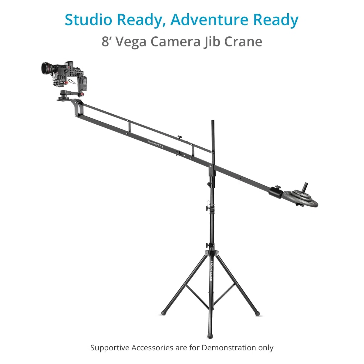 PROAIM Grúa Vega Jib de 8 pies para cámaras de video DSLR. Carga útil de hasta 8 kg. Soporta cabezales de inclinación panorámica y cardanes de cámara de 3 ejes (JB-VG08-01)