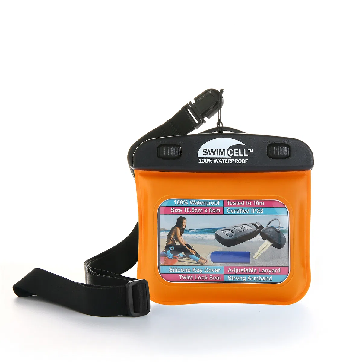 Funda Impermeable De Llave Coche para Natación – Funda para Llaves, Llavero, Dinero MP3. Brazalete Ajustable Y Cordón para Cuello Brazo Muñeca O Tobillo para Nadar Surfear Y Correr. IPX8.