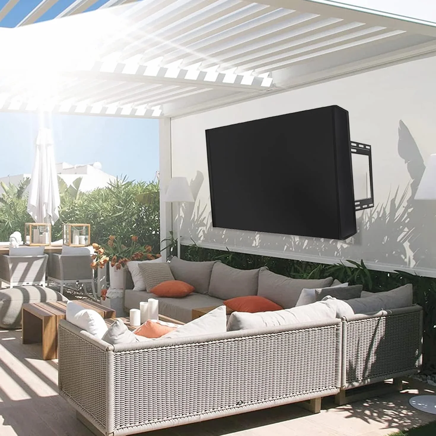 MaxAwe Funda para TV de 55 a 58 pulgadas, para exteriores, 54 x 35 x 5 pulgadas (137 x 89 x 14 cm), color negro