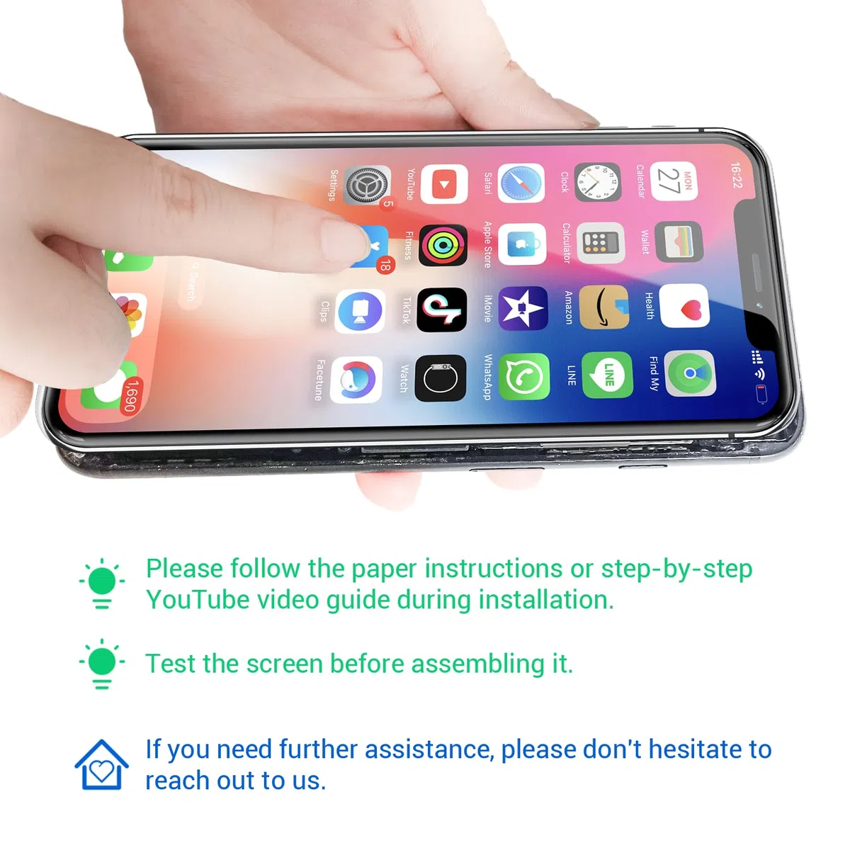 Pantalla LCD para iPhone 11 Reemplazo Negro, 6,1 Pulgadas 3D Táctil Display y Digitalizador con Herramientas de Reparación, Sello Impermeable y Vidrio Templado
