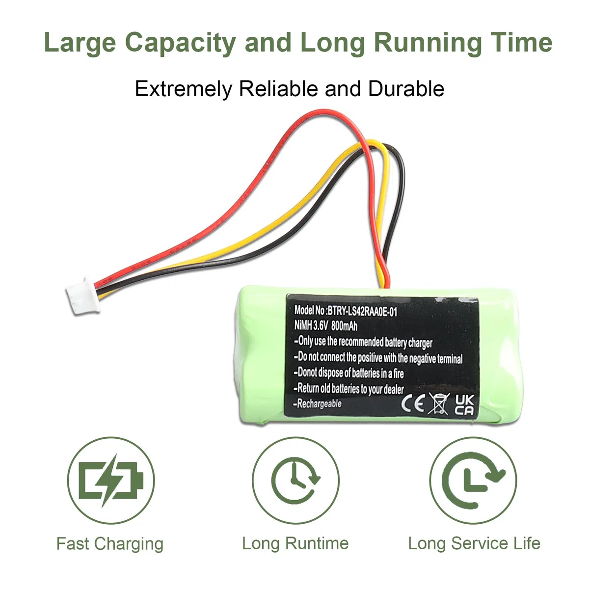 2 baterías de repuesto Ni-MH 3.6V 800mAh compatibles con Motorola Symbol LS4278, LS4278-M, LI4278, DS6878, 82-67705-01, BTRY-LS42RAAOE-01, K35466
