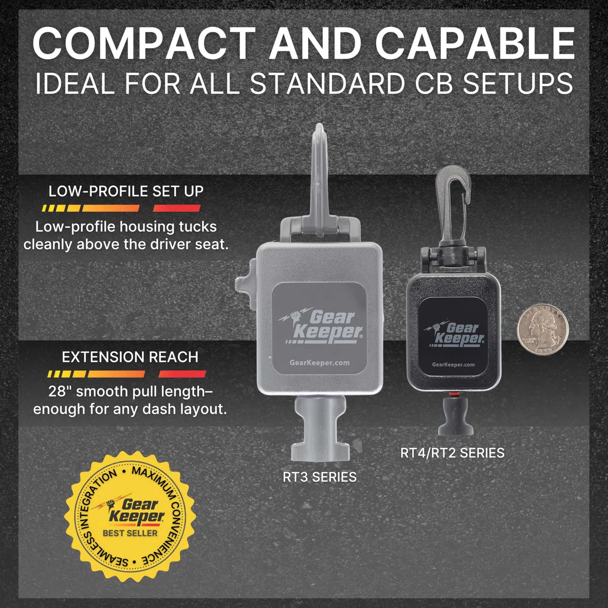 Gear Keeper RT4-4112 – Soporte Universal, Ajustable y retráctil para el micrófono de Mano de emisoras de Radio.