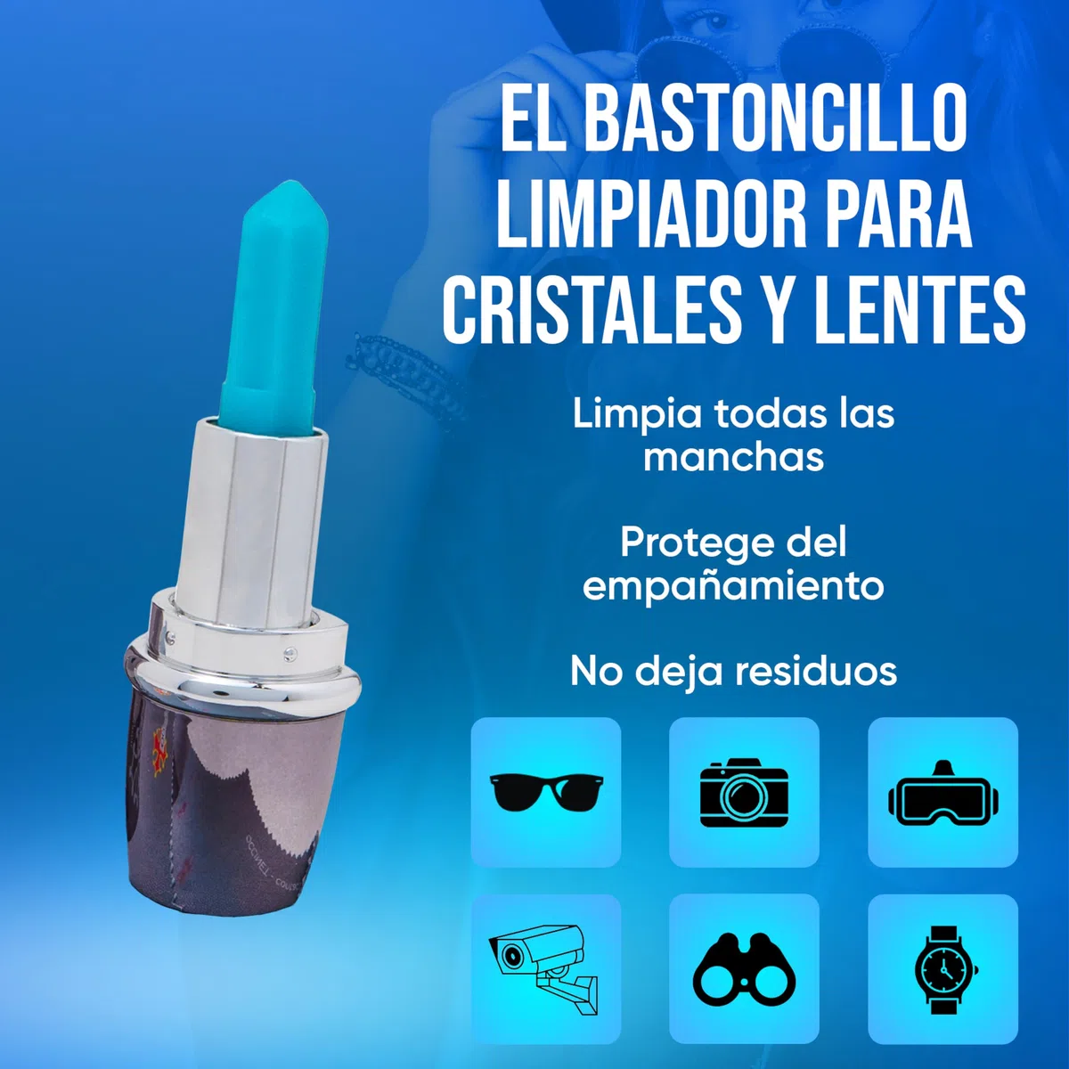 Kit Stick Limpiador de Gafas con Gamuza de Microfibra - Limpia Gafas, Lentes, Cámaras - Desengrasante, Práctico, Antivaho - Seguro para Todas Las Pantallas Gafas