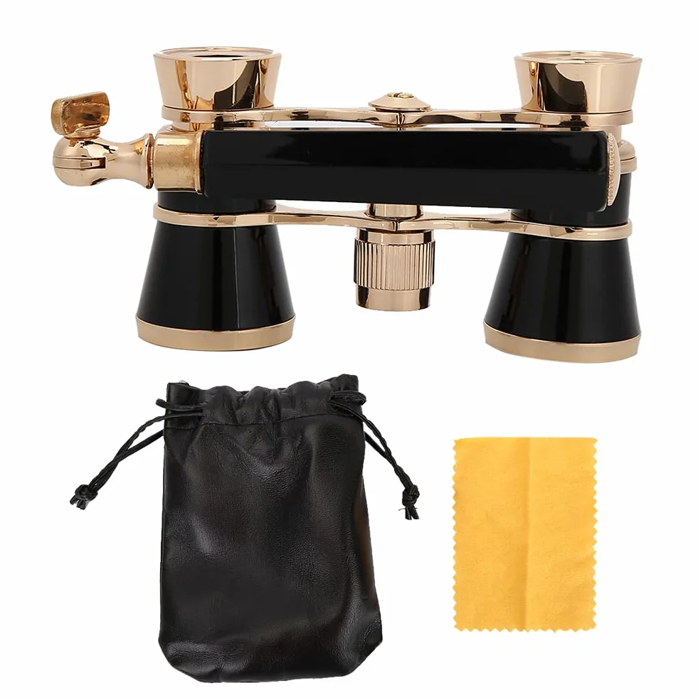 Acouto Telescopio Binocular de ópera 3X25 Teatro Portátil para Mujeres Niñas Blanco Ampliación para SP ópera Binocularteatro Binocularopera Telescopioteatro Telescopiobinocular (Black)