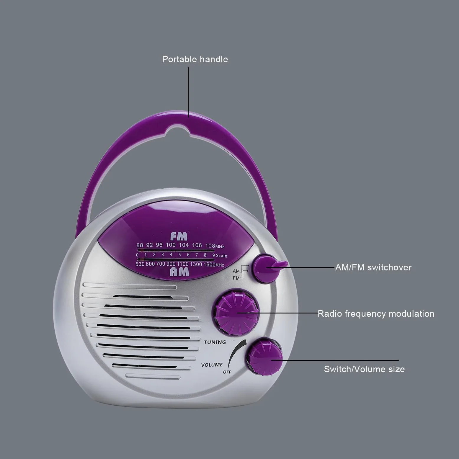Radio de Ducha Portátil, Radio de Baño Impermeable Am ​​FM, Radios con Pilas para Baño Cocina Al Aire Libre, FM: 88-108 MHz, Am: 530-1600 KHz, Calidad de Sonido Clara