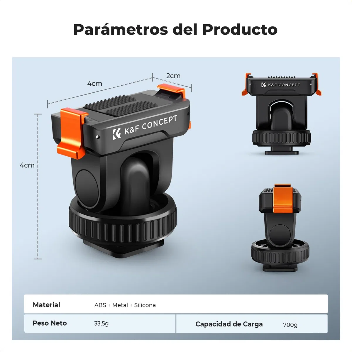 K&F Concept Soporte Adaptador Magnético con Zapata Fría para dji Osmo 360, Action 5 Pro, Adaptador Soporte de Expansión con Zapata Fría, Rosca 1/4" Compatible con dji Osmo 360, Action 5 Pro/4/3