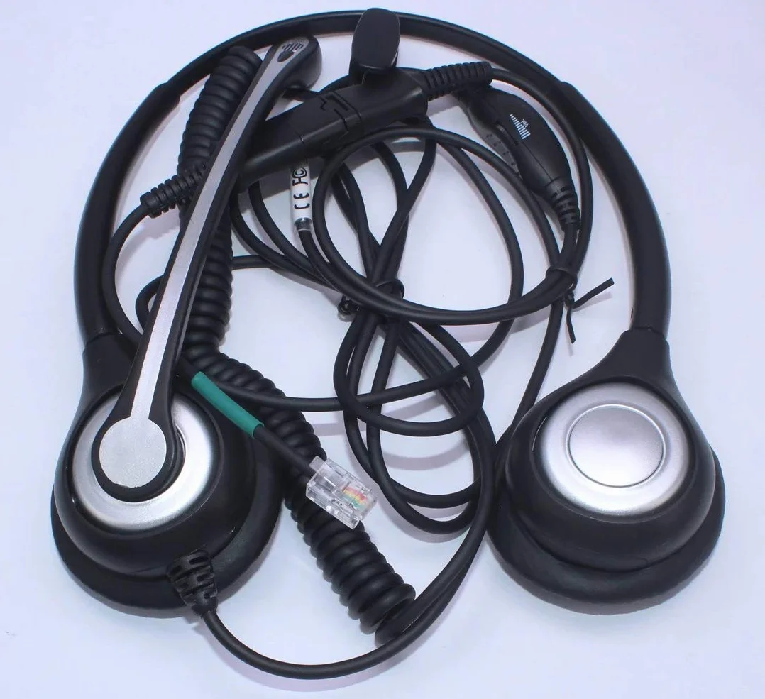 Auriculares Teléfono Fijo RJ9 Dual, Micrófono con Cancelación de Ruido, Quick Disconnect, WANTEK Cascos con Control de Volumen para ShoreTel Plantronics Polycom NEC Nortel Norstar Meridian(602QS2)