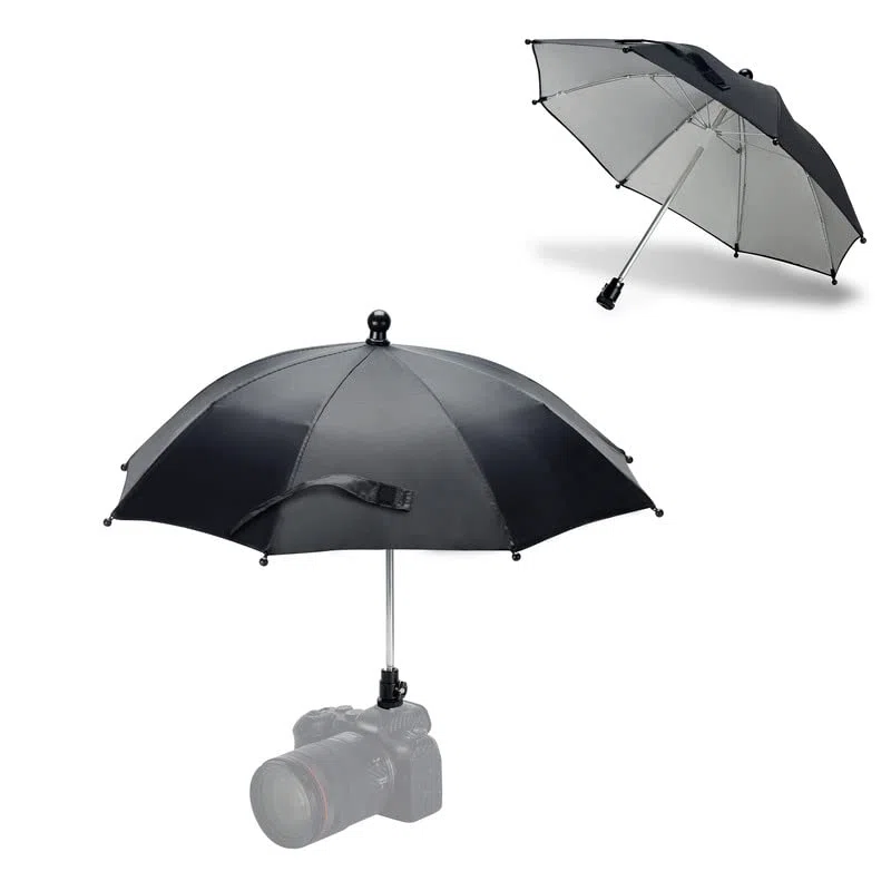 JJC Camera Hot Shoe Umbrella, Parasol Cubierta de Lluvia Paraguas Portátil Resistente a la Intemperie Protege la Cámara de la Lluvia Nieve Luz del Sol (Dia. 19.7''/ 50cm)