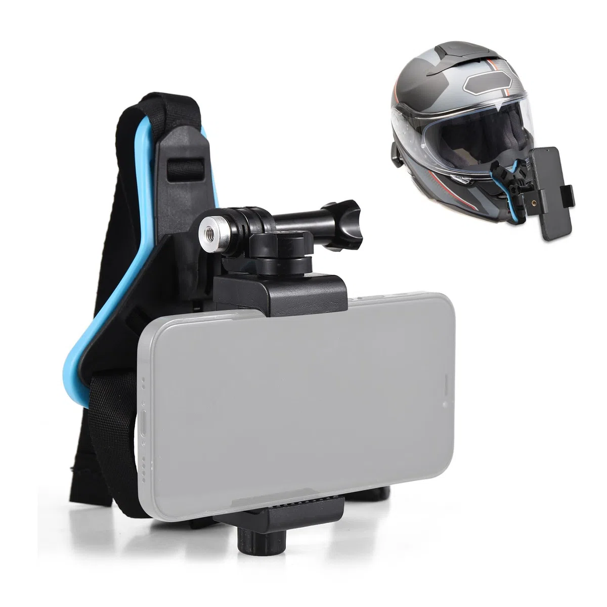 Soporte para Casco para cámara Soporte para Casco para cámara de acción con Adaptador Clip para teléfono móvil Compatible con cámara de acción Hero/Osmo/AKASO