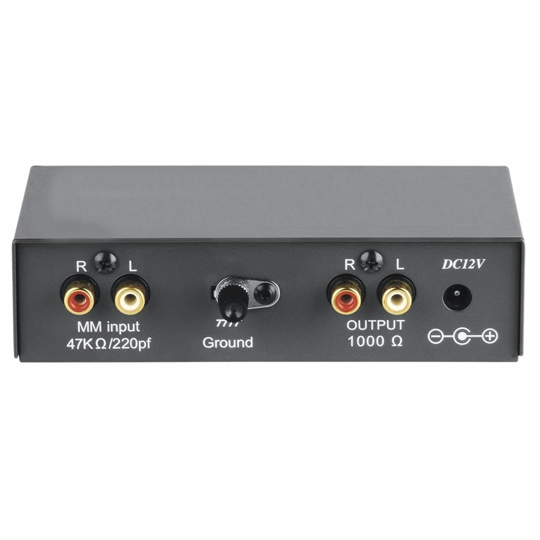 Hama | Preamplificador de phono para tocadiscos (Preamp 230V, ecualización RIAA, conectores chapados en oro, 50Hz, 300mA) Negro