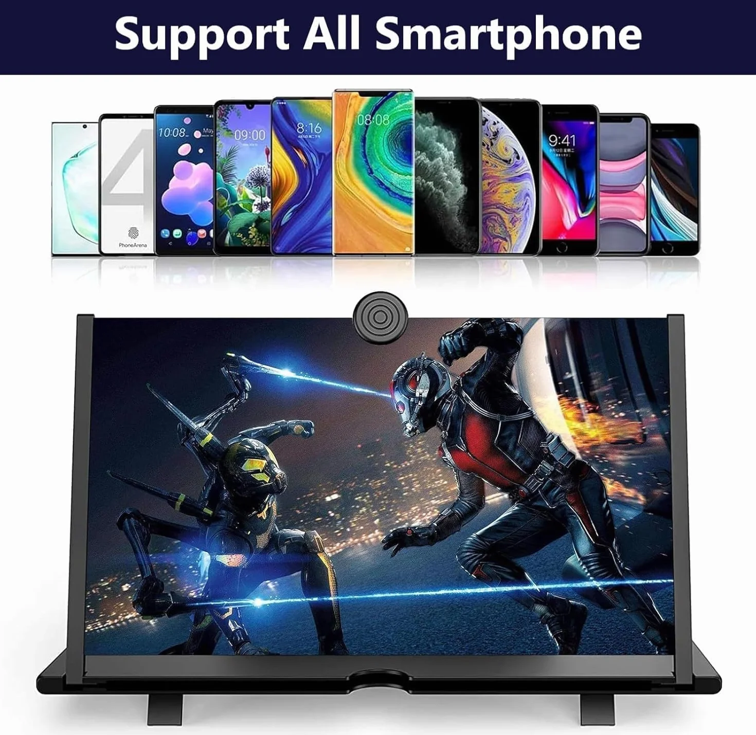 Amplificador de Pantalla de móvil, 16 Pulgadas HD Lupa para movil, Amplificador de Pantalla, para Todos los Smartphones, para Ver películas y Videos (Negro)