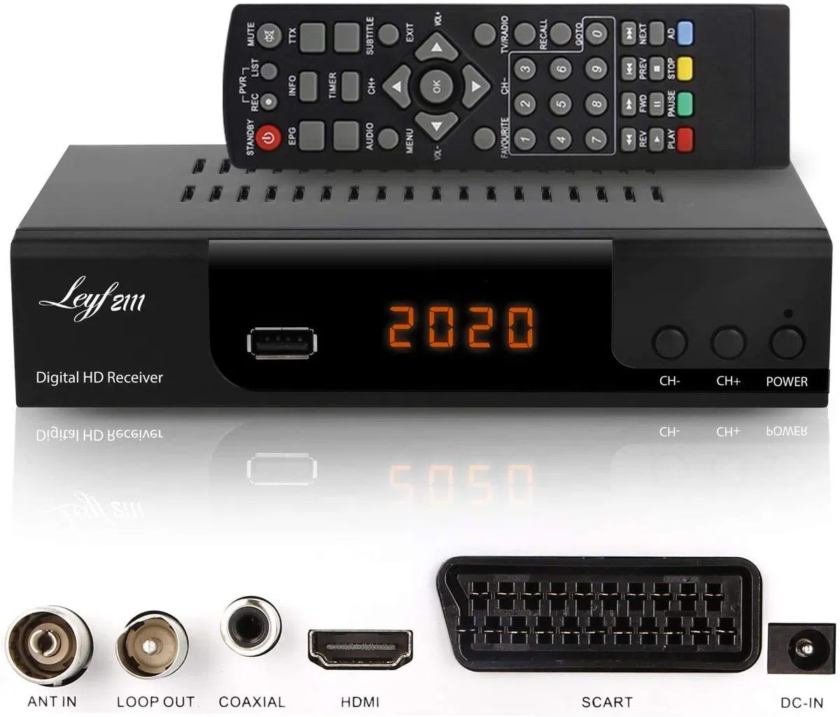 hd-line LEYF2111C - Receptor de Cable para televisión Digital por Cable (HDTV, DVB-C / C2, DVB-T/T2, HDMI, SCART, USB 2.0) y Cable HDMI (Receptor), LEYF2111C