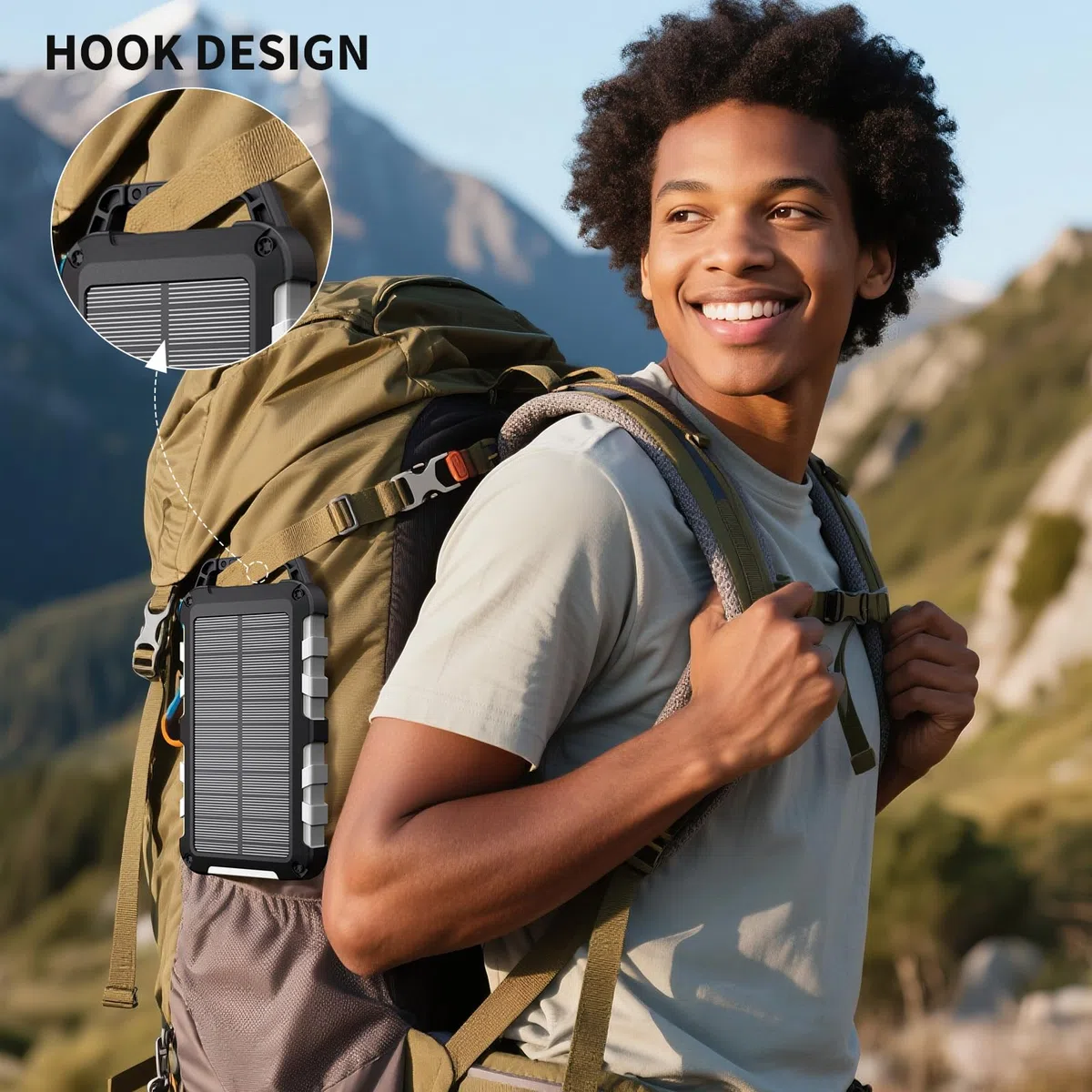 TOENNESEN Cargador Solar 26800 mAh Power Bank Solar, Bateria Externa con Carga Rápida 15 W Impermeable IPX4 2 Puertos USB + Linterna LED Compatible con Smartphones Tablets Camping y Emergencias, Gris
