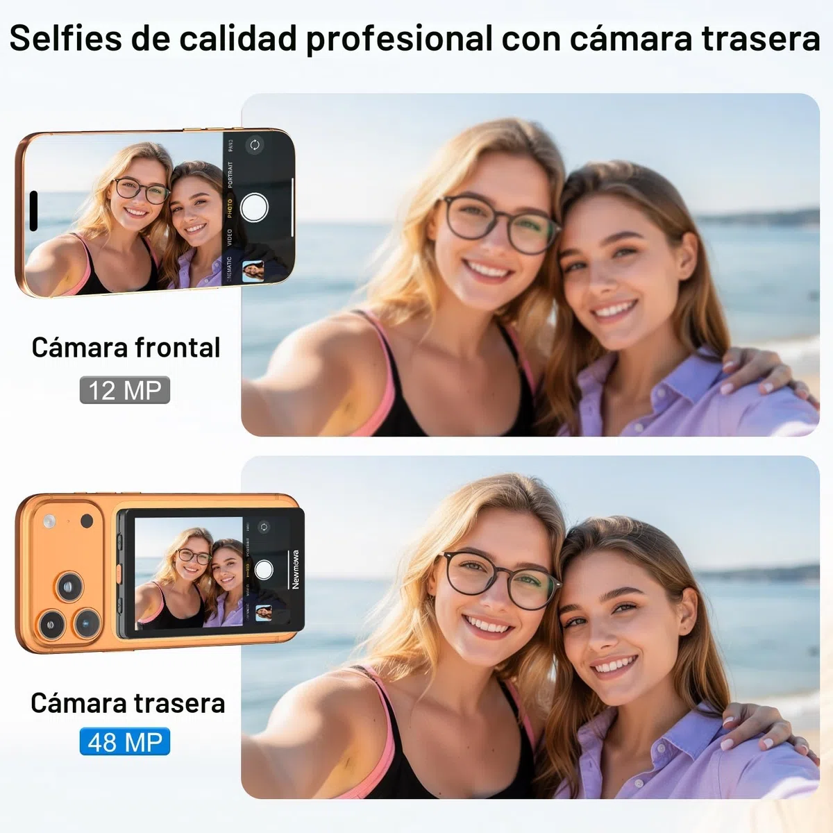 Newmowa Negro Pantalla magnética para Selfie Vlog,grabación inalámbrica 1080P, fotocamera posteriore del telefono per Selfie Vlog TikTok LiveStream,Compatible con iPhone(grabación con Cable 4K 30fps)