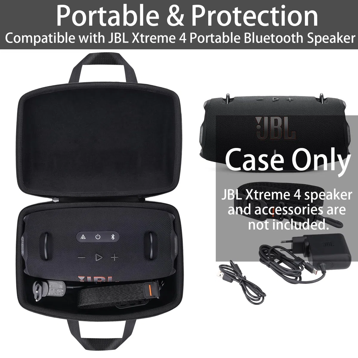 Khanka - Estuche rígido de Viaje de Repuesto para Altavoz Bluetooth portátil JBL Xtreme 4/3, Solo Estuche