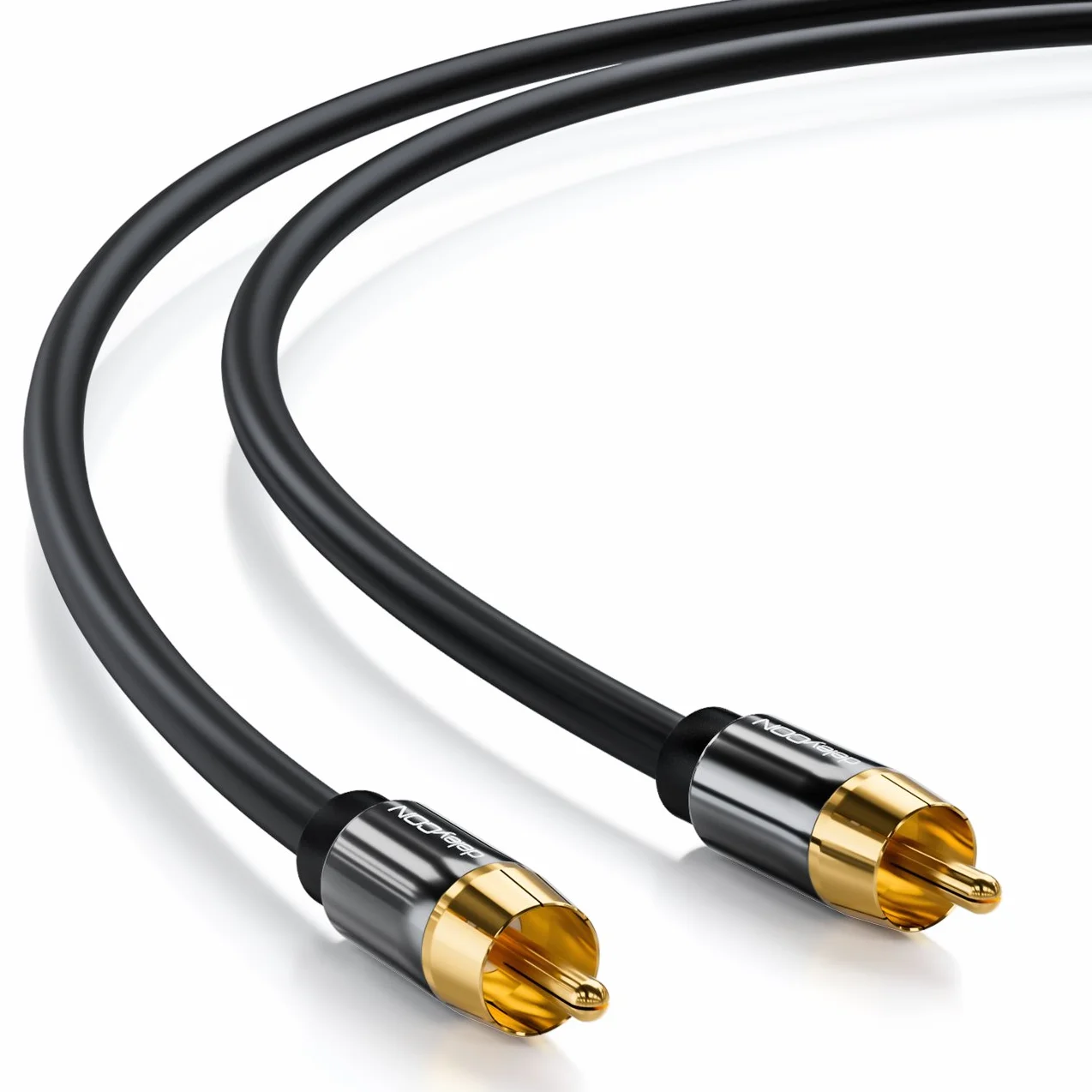 deleyCON 15m Cable Subwoofer - Cinch RCA Coaxial Digital - Conectores Dorados - Línea Audio - Subwoofer Receptor AV Amplificador Cine en Casa