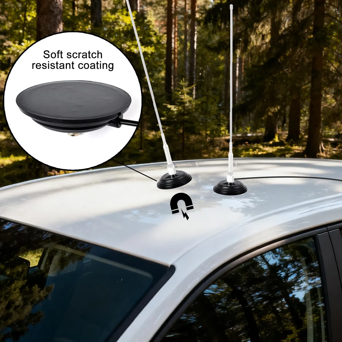 Base Montaje Magnética para Antena SO239 CB/VHF/UHF, con Cable Coaxial RG58 PL259 de 5 Metros/16,4 Pies, para Automóvil/Camión, Uso al Aire Libre y Marino