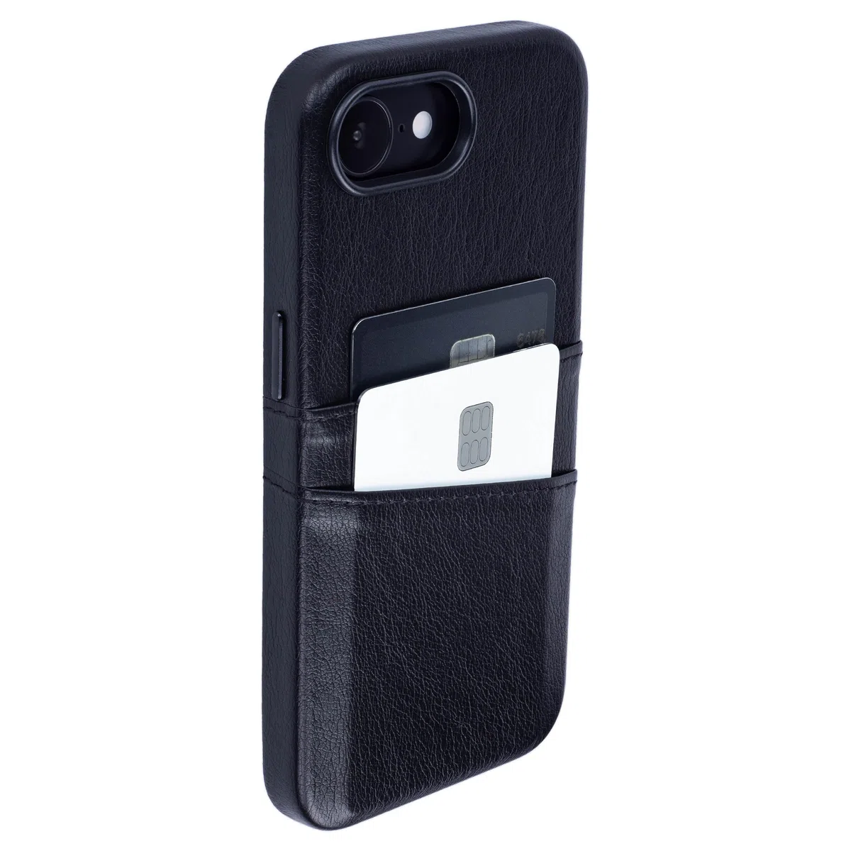 Dockem M2 Exec Funda para iPhone 17e, iPhone 16e con Tarjetero Cartera y Placa de Metal Integrada para Montaje Magnético: 2 Bolsillos para Tarjetas: Carcasa de Cuero Sintético Premium (Negro)