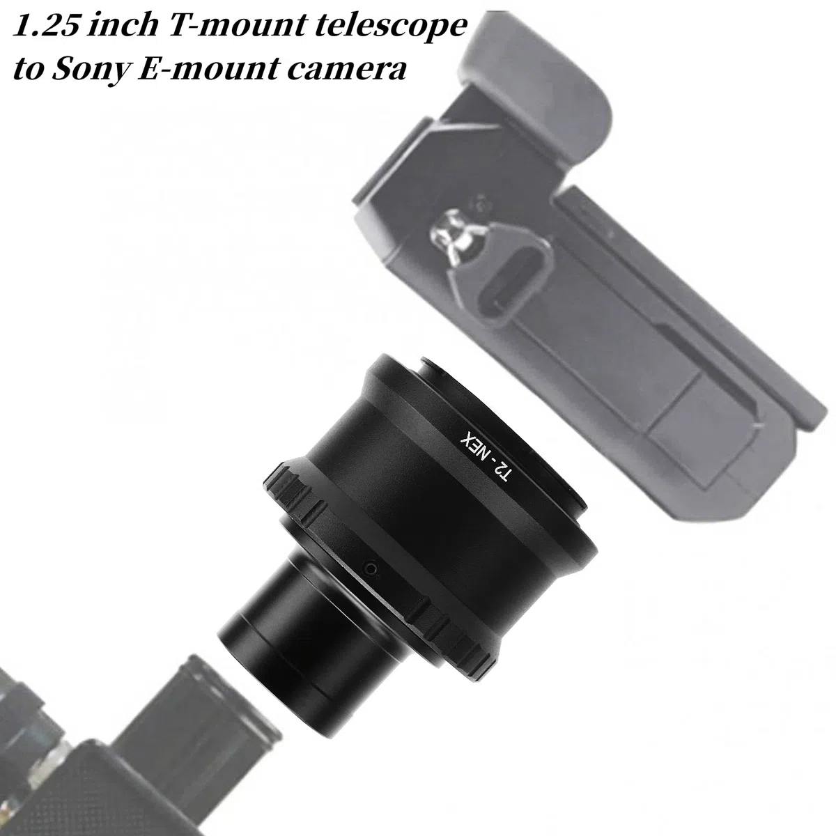 Anillo Adaptador de telescopio, Anillo en T Profesional y Duradero para cámara para E Mount a Anillo Adaptador de Lente de cámara de telescopio astronómico de 1,25 Pulgadas