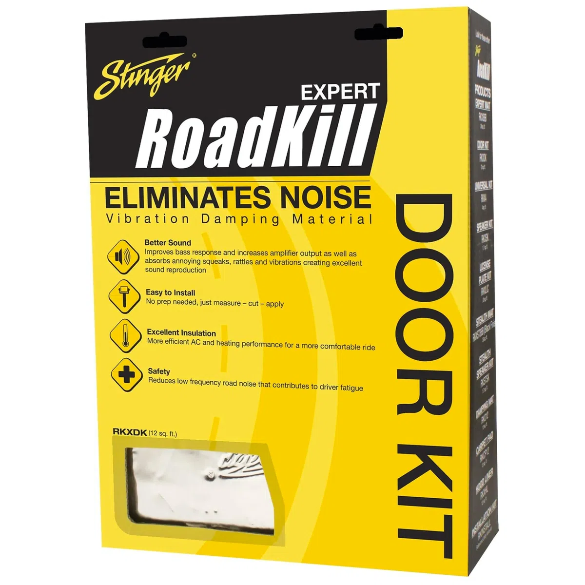 STINGER RKXDK Roadkill Expert Series - Kit de Puerta de Material Amortiguador de Sonido (12 pies Cuadrados) - Calidad de Sonido Mejorada General - Fácil instalación de Corte y aplicación -