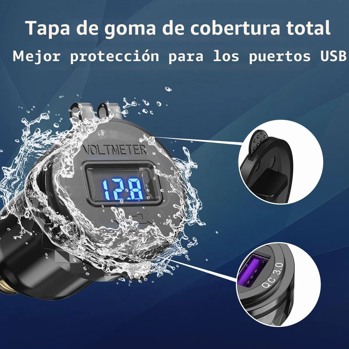 Qidoe Adaptador de Cargador USB Moto DIN: Enchufe USB Hella de Aluminio PD y QC3.0 con Pantalla LED Voltaje e Interruptor para 12V-24V Motocicletas Ducati, Triumph, BMW y Otras Motos Estilo Europeo