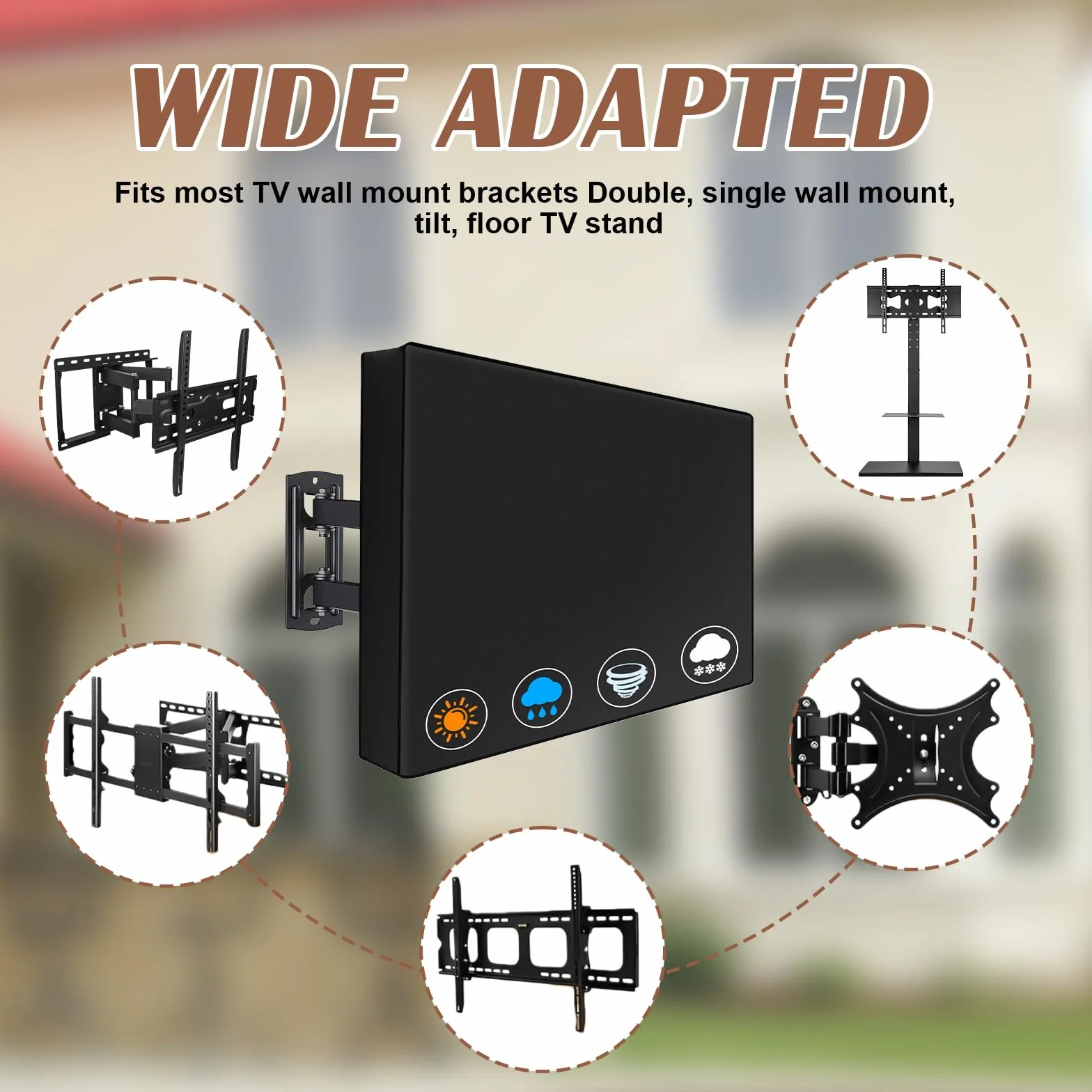 Funda para TV al aire libre, 40-42 pulgadas, cubierta de TV para exteriores, protector de pantalla de televisión, funda universal para televisores 600D, revestimiento de PVC Oxford, resistente