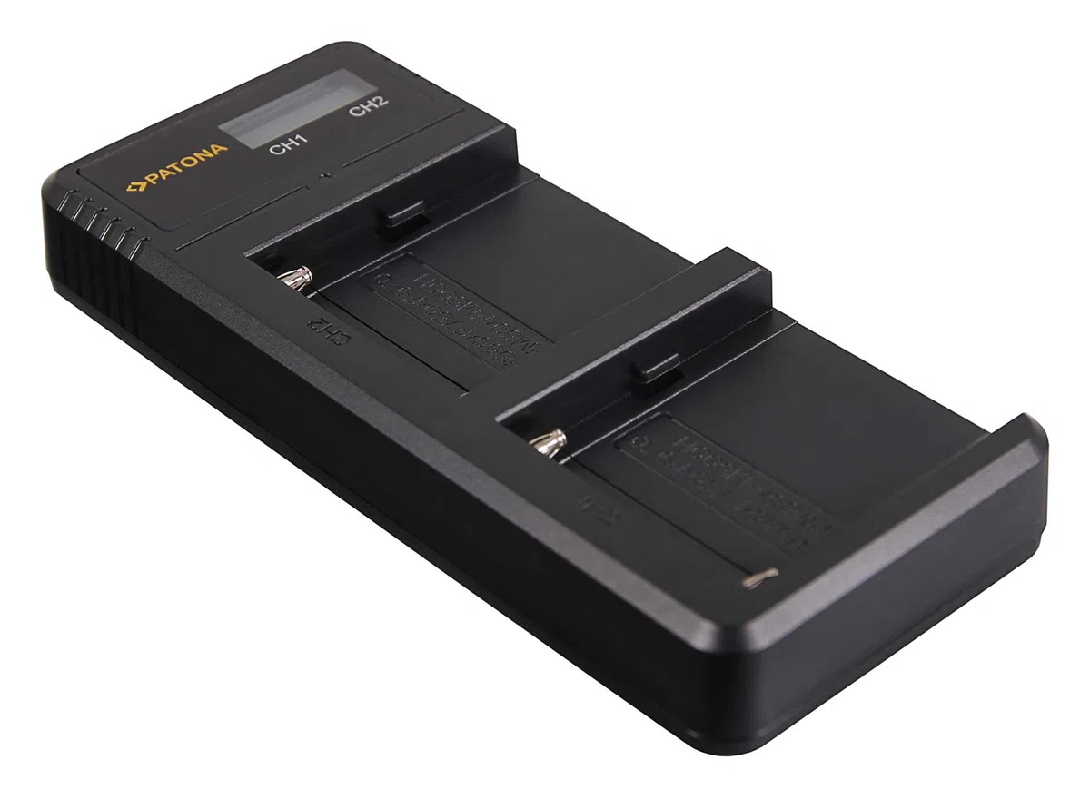 PATONA Cargador Doble LCD para Sony Serie L y NP-FM – para NP-F550 NP-F750 NP-F970, NP-FM50 NP-FM500H, NP-QM71 NP-QM91 – Carga Dos baterías con Pantalla LCD