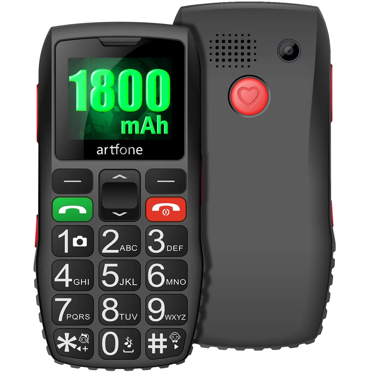 artfone C1 - Teléfono móvil para Personas Mayores, Botones Grandes, Volumen Alto, botón SOS, Negro
