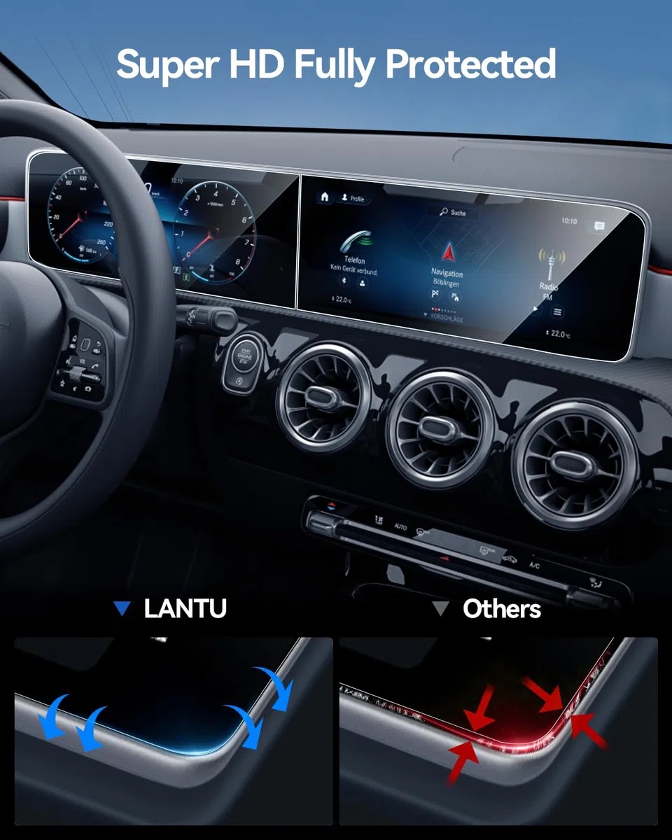 Protector de pantalla HD Serie 9H 10,25 pulgadas para Mercedes Benz Clase A W177/V177, Clase B W247 2019-2025 y EQA/EQB/EQC 2022-2025 Protector de pantalla antiarañazos