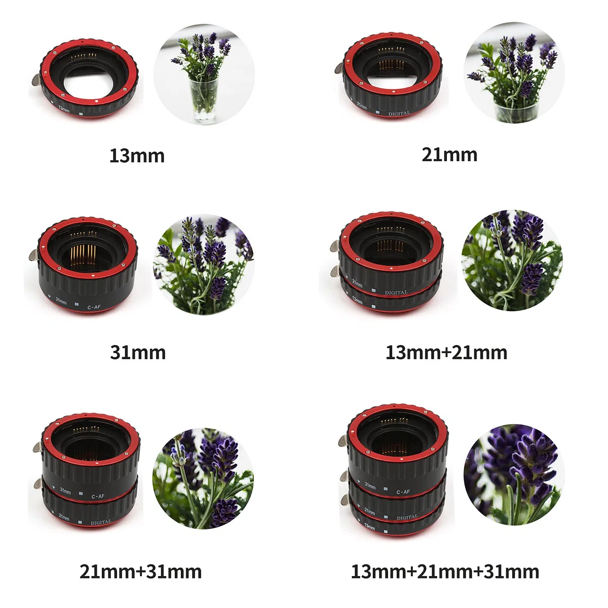 SHOOT AF Set de Tubo de extensión Macro de Enfoque automático para Canon EOS EF EF-S Lente Cámaras DSLR 1100D 700D 650D 600D 550D 500D 450D 400D 350D 300D 100D 70D