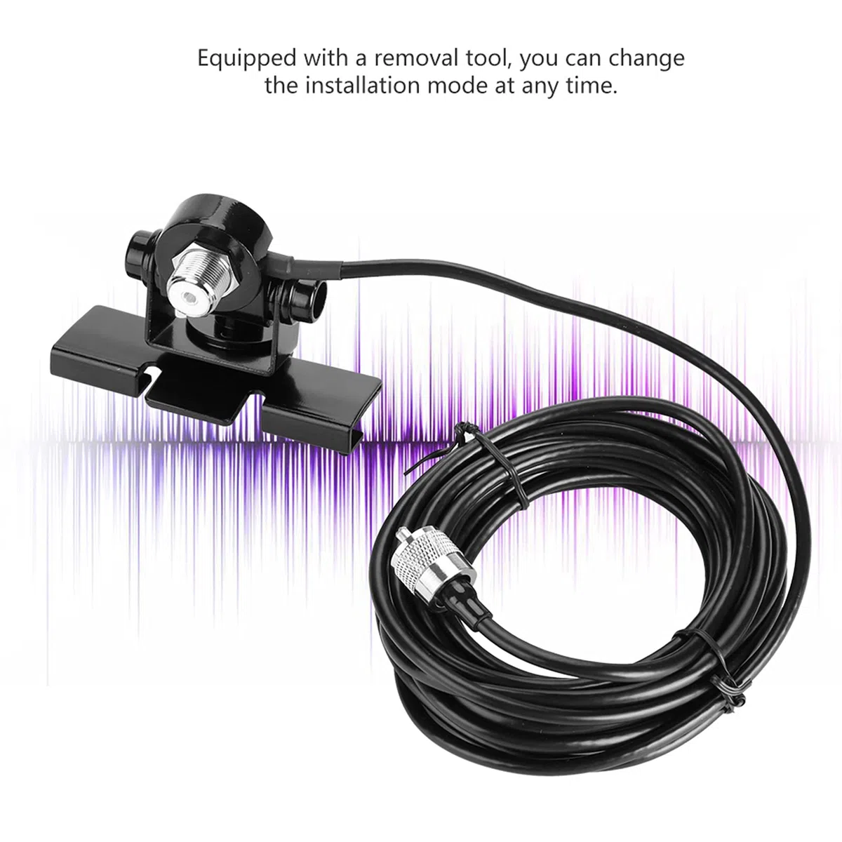 Tissting Soporte de Antena para Coche, Soporte Universal de Acero Inoxidable con Cable PL259 de 5 m RB-400 para Radios Móviles y Aventuras al Aire Libre