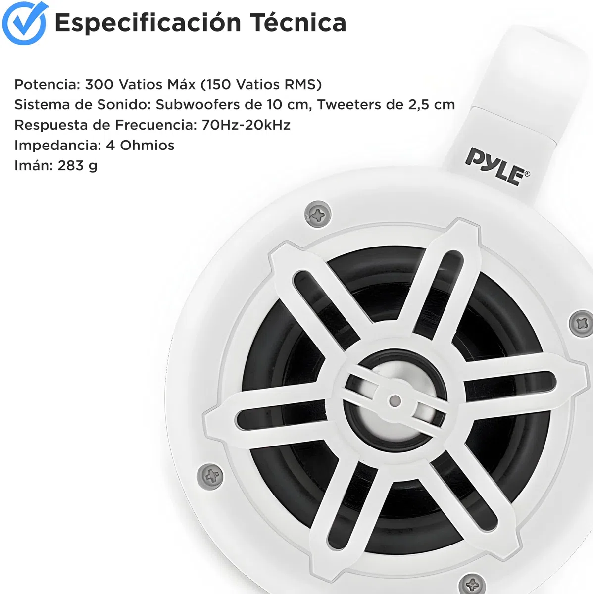 Pyle Altavoces de Torre, Wakeboard Marinos, A Prueba de Agua, Subwoofer Doble de 4”, 300W, Kit de Sistema de Audio, para Barco, Tweeter de cupula de Titanio, Abrazaderas de Montaje