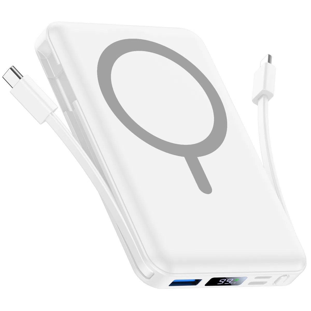 para Magsafe Power Bank, 10000mAh Magnético Bateria Externa Carga Rapida, Inalámbrico Bateria Portátil Powerbank con USB-C y Pantalla LED para iPhone 17/16/15/14/13/12 Serie (Blanco)