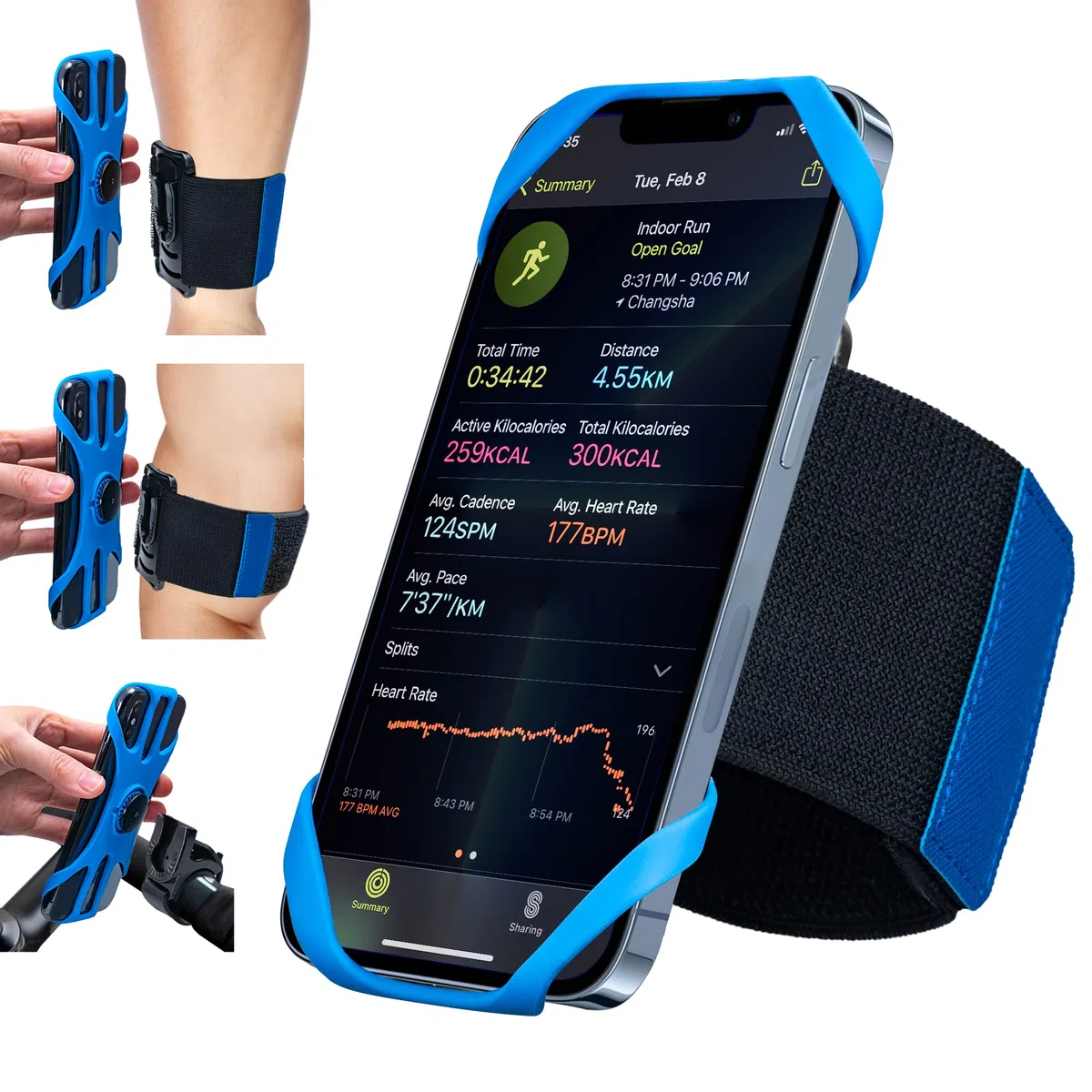 Cikyner Brazalete Deportivo para Correr, 3 en 1 Brazalete Deportivo para Teléfono para Bicicleta 360 ° Giratorio y Desmontable Brazalete Corriendo para 4.5-7 '' iPhone para Gimnasio Correr
