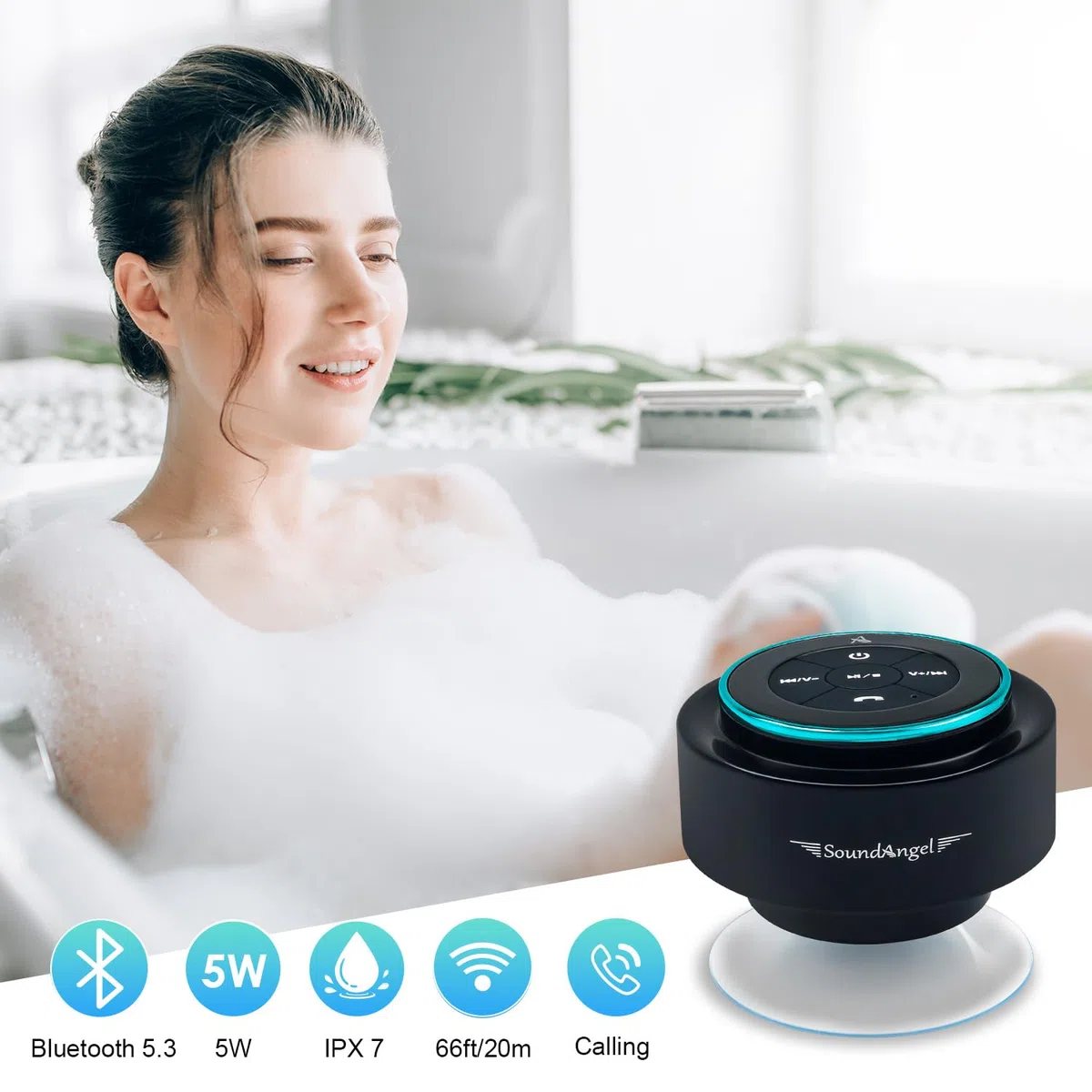 Xleader Versión Actualizada Altavoz de Ducha Bluetooth Certificación Hermética ipx7 Regalo Festivo para Niñas Niños Hombres Mujeres Niños Mini Altavoz Portátil 5w con Ventosas para Bathro
