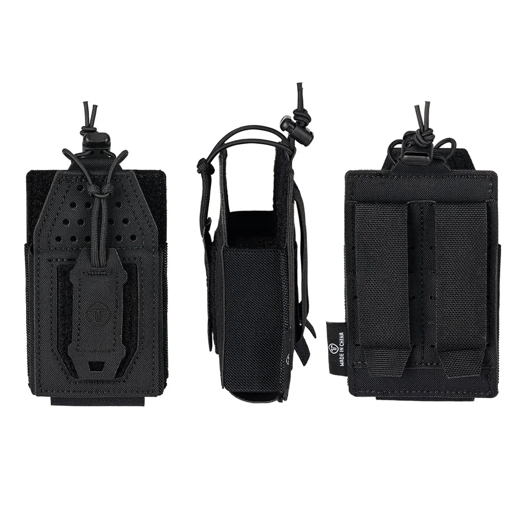 Bolsa táctica Molle para radio, soporte universal para walkie talkie Motorola BaoFeng UV-5R BF-F8HP ajustable almacenamiento rifle bolsa de revista, Negro , Bolsa táctica para radio
