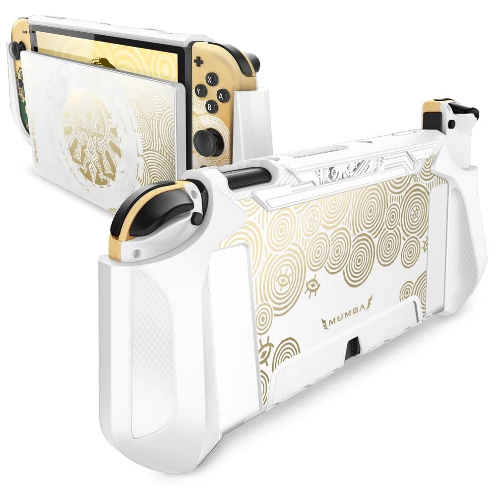 Mumba Funda Acoplable para Nintendo Switch [BladeV2] Carcasa Protectora TPU Grip Case de Agarre Compatible con la Consola y Controlador Joy-con (Platino)