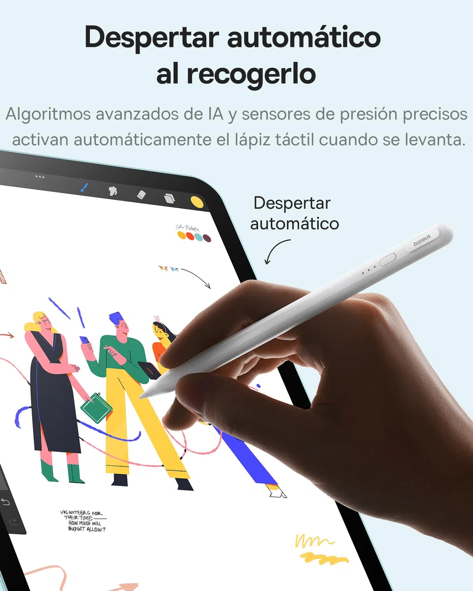 【1:1 Original】 Baseus Lápiz Compatible con iPad 2018-2025, Enlace sin Cables, 32 Funciones, 17H de Batería, Pencil para iPad 6/7/8/9/10, Pro 11“/12.9“/13'', Air 3/4/5/6, Mini 5/6